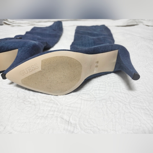 Guess Dark Denim Blue Fabric Nidia 2 Knee High Boots Size 10M - Picture 4 of 10